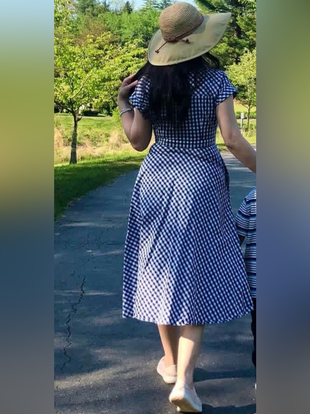 Jones New York Black and White Gingham Midi Shirt Dress